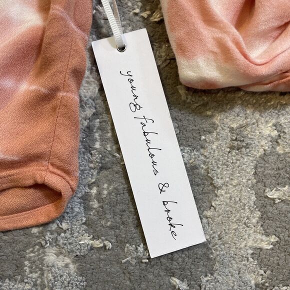 YOUNG FABULOUS & BROKE Carmen Tie-Dye wrap Top NWT XS Oversized Pink Tie Front - Picture 12 of 13